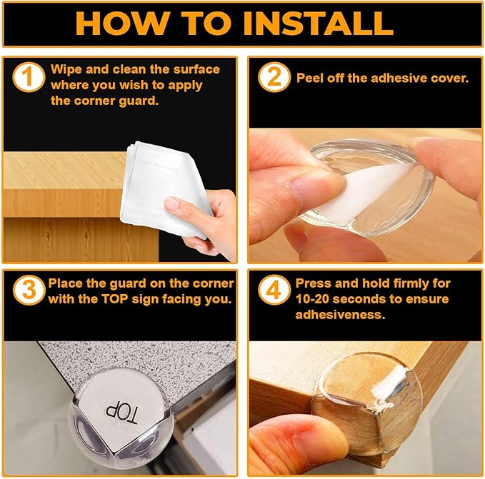 24 Corner Guards Baby Proof [Safer Environment and Peace of Mind] Edge Furniture Protector - Easy Set-up 3M Stickers for Tables, Chairs, Cabinets [Baby Proofing Safety]