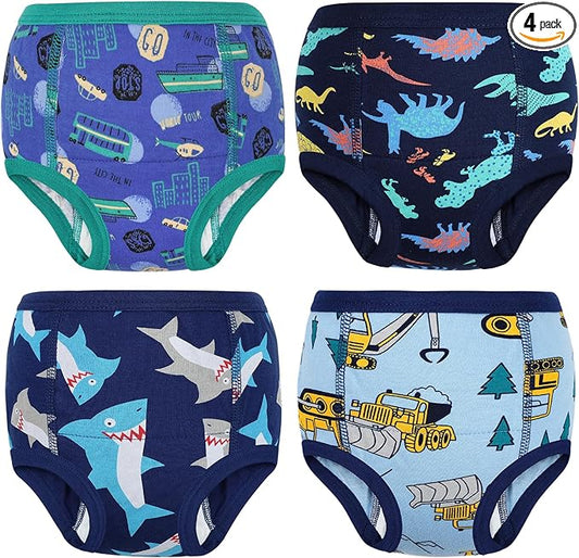MooMoo Baby Cotton Potty Training Underwear 4 Packs Absorbent Training Pants for Boys and Girls 3T