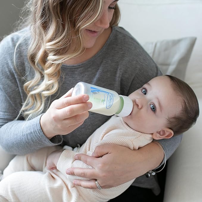 Dr. Brown's Anti-Colic Options + Narrow Glass Baby Bottle with Level 1 Slow Flow Nipple, BPA-Free, 0m+, 4 oz/120mL, 4-Pack + 8oz/250mL, 2-Pack