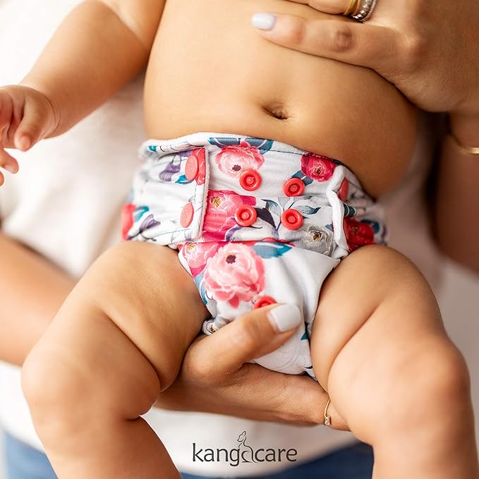 Kanga Care Rumparooz G3 OBV Cloth Diaper Reusable One Size Pocket Diaper with Patented Inner Double Gusset 2 pcs Bamboo Rayon Insert Soaker | Lily (6-55+ lbs)