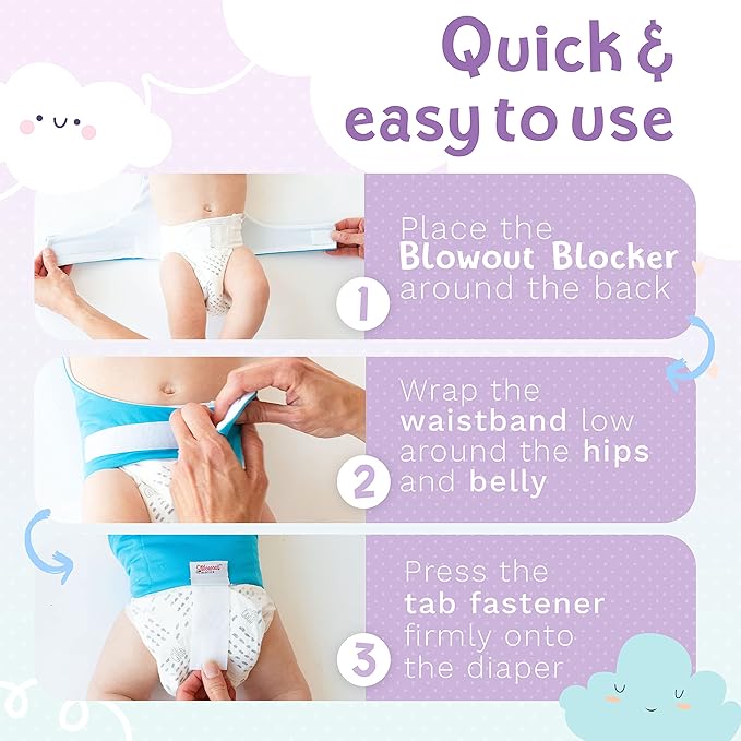 Diaper Extender - White, Waist Size 13-18 Inches | Washable & Reusable Diaper Extension for Disposable Diapers and Cloth Diapers | Leakproof Diaper Cover to Catch Diaper Blowout