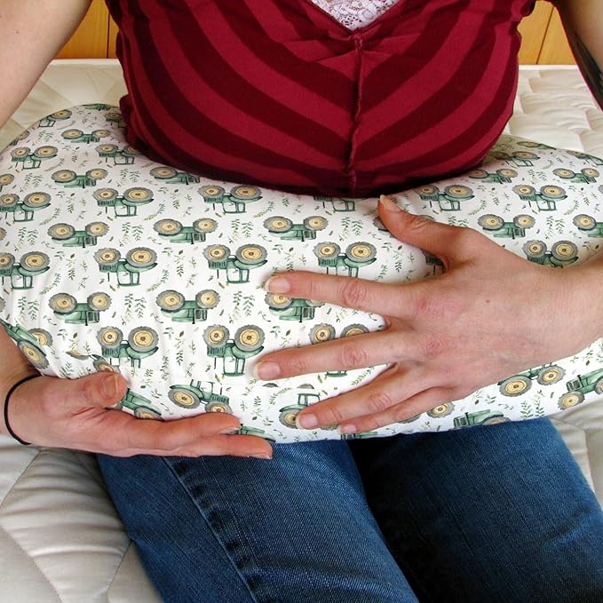 Watercolor Green Tractors Baby Nursing Pillow Covers for Boy Girl Farm Tractors Boho Leaves Nursery Feeding Pillowcase for Breastfeeding Pillows Farm Life Soft Stretchy Slipcovers for Newborn Infant