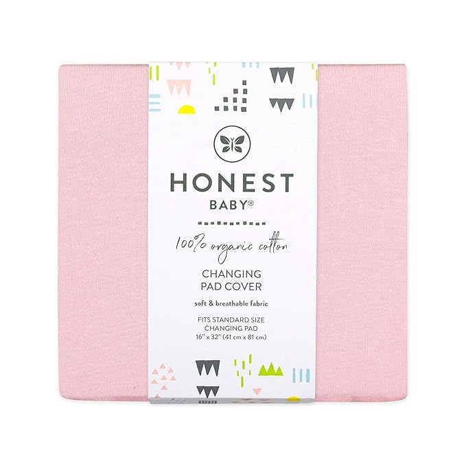 HonestBaby unisex baby Organic Cotton Changing Pad Cover and Toddler Sleepers, Light Pink, One Size US