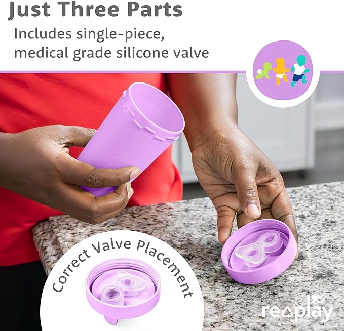 Re-Play Spill-Proof Sippy Cups for Toddlers - Kids Reusable 10 Oz Set of 3, Dishwasher & Microwave Safe, Made in USA, Mermaid
