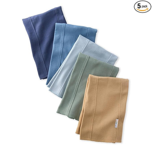 Butterblu Bailey 5-Pack Burp Cloths 100% Organic Cotton Knit for Newborn & Baby Boys & Girls, Terra, One Size
