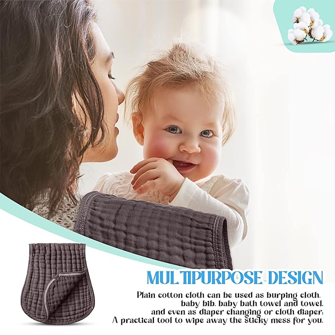 Frienda 6 Pack Muslin Burp Cloths Cotton Large 20''x 9'' Extra Absorbent and Soft Baby Burping Cloth for Baby Boy Girl Unisex(Dark Colors)
