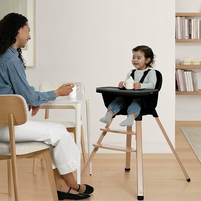 Delta Children - babyGap Otto 3-in-1 High Chair - High Chair Converts to Toddler Dinning Chair and Booster Seat - Dishwasher Safe Meal Tray - FSC-Certified Wood, Black