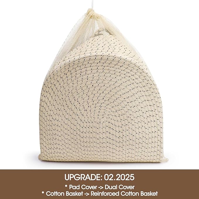 Baby Changing Basket - Soft & Waterproof Dual-Cover, Portable, Moses Basket, Changing Pad for Dresser & Changing Table, Gift for Baby Shower, Organic Cotton Rope