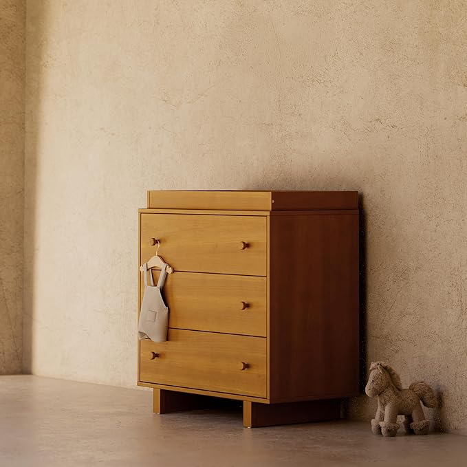 Storkcraft Texas 3 Drawer Chest with Removable Changing Table Topper (Almond) – GREENGUARD Gold Certified Baby Dresser, Interlocking Drawer System for Nursery & Kids’ Bedroom Dresser
