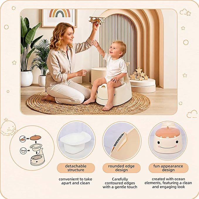 potty training toilet Potty Seat Baby Training Chair Boys Girls Toddler Whale Comfortable children 1-6 years old Baby toilet Animal seat with lid back potty trainer (Apricot color)