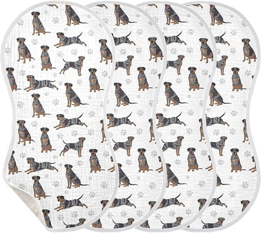 4 Pack Muslin Burp Cloths Great Dane Dogs White Cotton Baby Burp Cloths Ultra Absorbent and Soft Burping Cloth for Newborn Babies Boys Girls 22x11 Inch