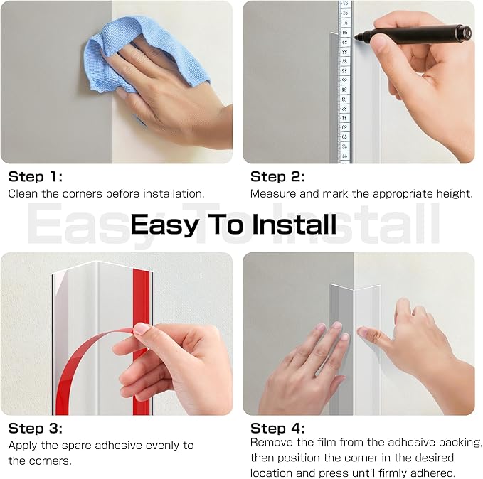 39.4" x 1.18" Wall Corner Protectors, 2PCS Clear Self-Adhesive Guards, Corner Guards & Edge Protector for Walls, Cabinet Doors, Edge Protector Trim, Easy to Install and Clean