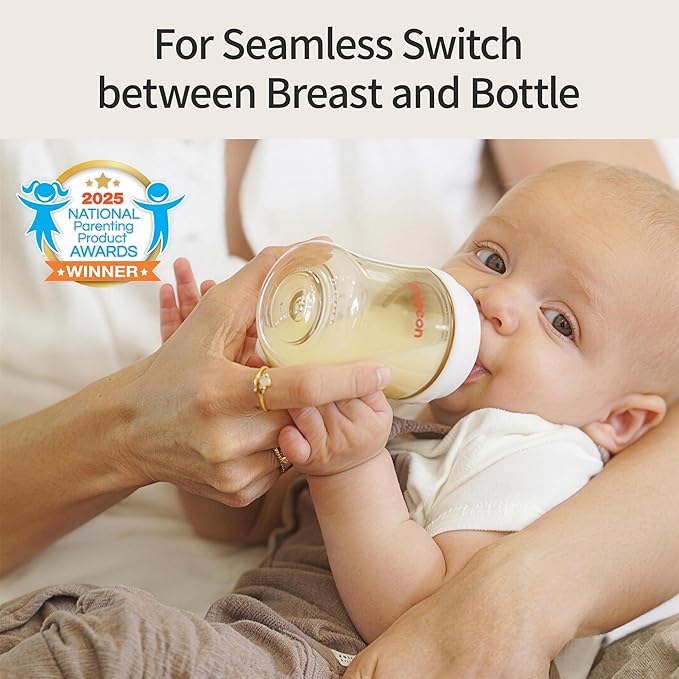 Pigeon PPSU Nursing Baby Bottle Wide Neck, Anti-Colic, Streamlined Body, Natural Feel, Easy to Clean, 5 Oz (Pack of 2), Includes 2pcs SS Nipples (0m+)