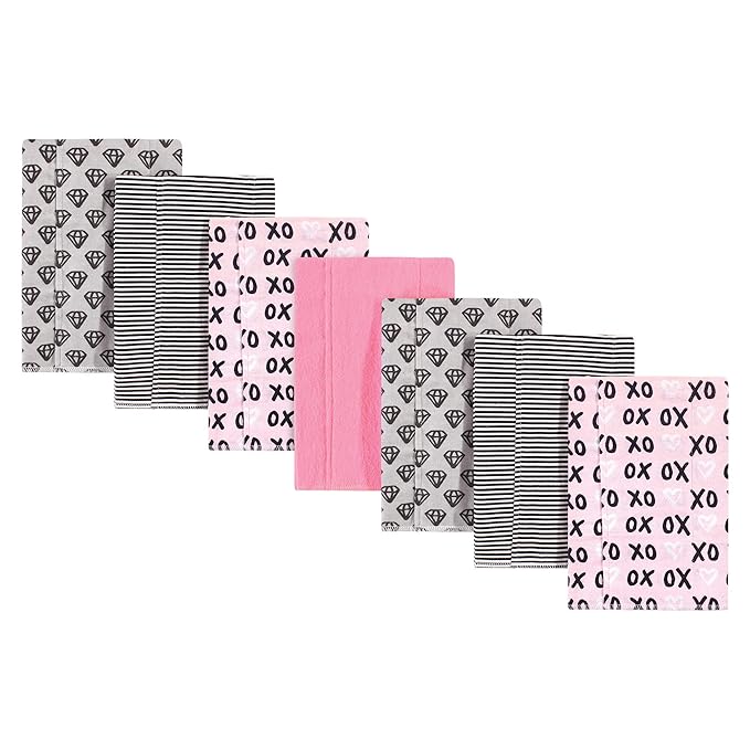 Hudson Baby Unisex Baby Cotton Flannel Burp Cloths, Xoxo, One Size