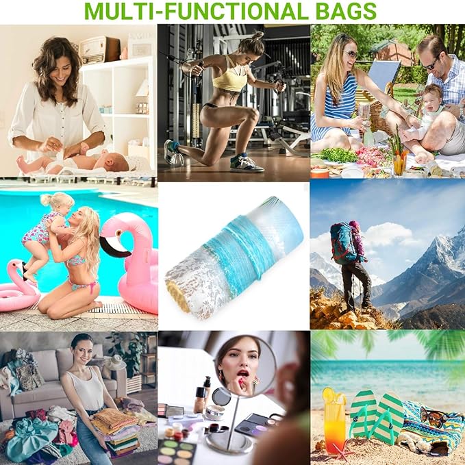 visesunny Palm and Tropical Beach 2Pcs Wet Bag with Zippered Pockets Washable Reusable Roomy for Travel,Beach,Pool,Daycare,Stroller,Diapers,Dirty Gym Clothes, Wet Swimsuits, Toiletries