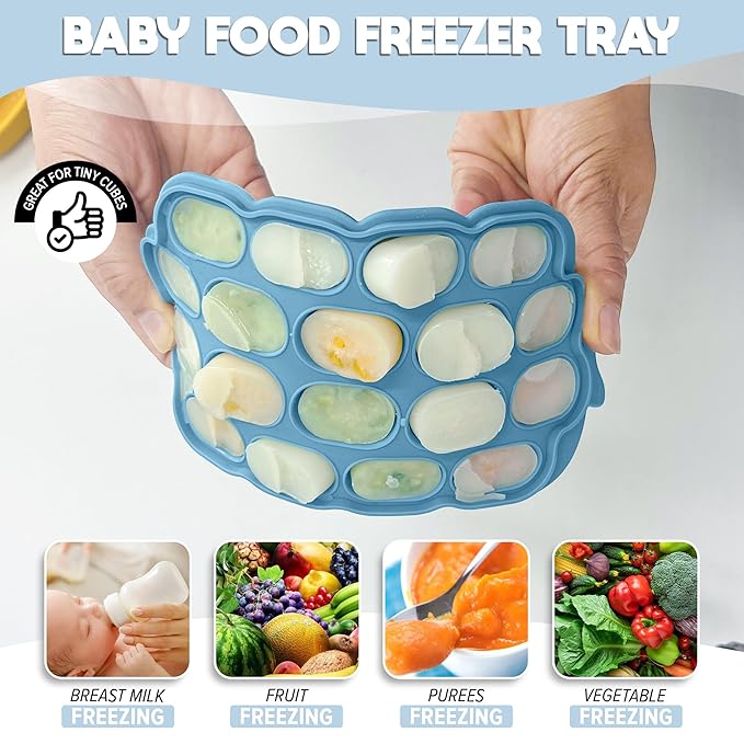 O’doe Baby Popsicle Molds Teething Set (18-Hole) - Fruit Pacifier Feeder with 1 Clip, 1-Pack Freezer Tray with Lid and 6 Extra Pacifiers, Teething Popsicle Mold BPA-Free