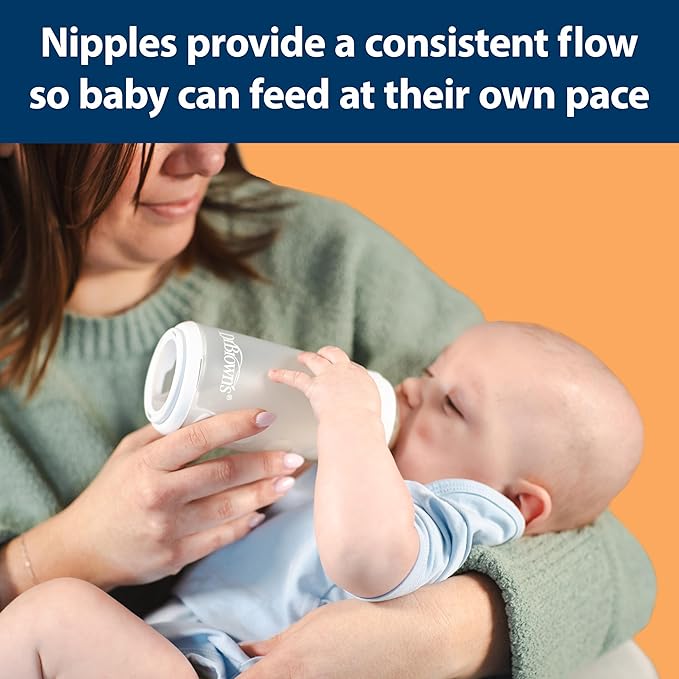 Dr. Brown's Silicone Baby Bottle with Collapsible Insert Designed to Reduce Colic, 9 oz with Wide-Neck Level 2 Medium Flow Nipple, 3m+, Green, 4-Pack