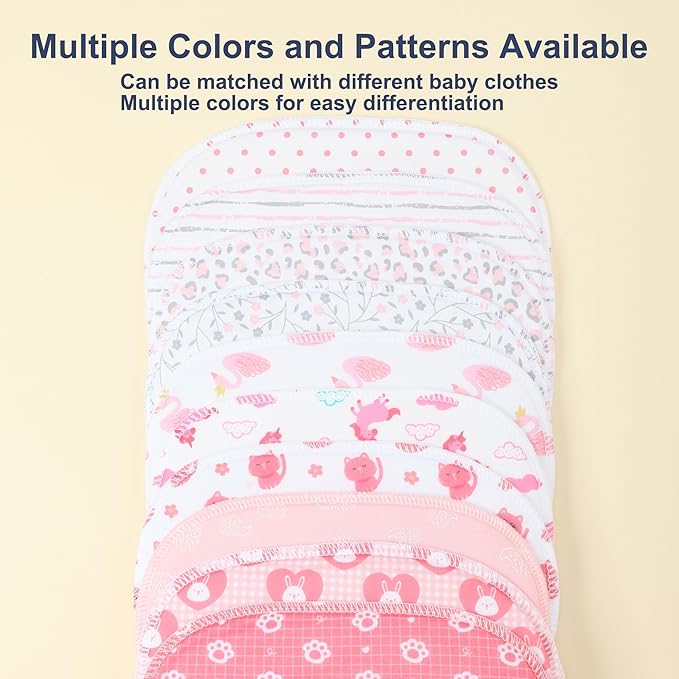 10-Pack Burp Cloths for Baby Boys and Girls - Organic Baby Burp Cloth,Baby Washcloths, Burp Rags, Large Neutral Burp Clothes for Newborn