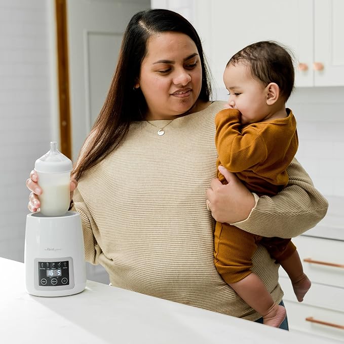 The First Years Gentle Warmth Digital Baby Bottle Warmer - Bottle Warmer for Breastmilk, Baby Formula, and Baby Food - Includes Milk Warmer, Basket, and Cup - White