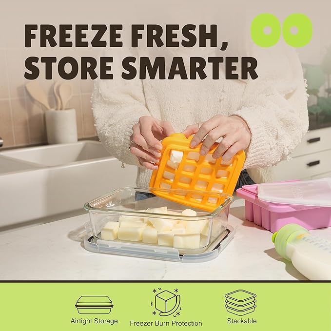 Breastmilk Freezer Tray – Reusable Silicone Tray 16-Cube – BPA-Free, Stackable, Sustainable Storage for Breastmilk & Baby Food