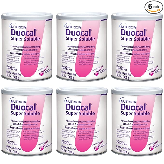 Nutricia Duocal High Calorie Super Soluble Powder - High-Calorie Support Supplement Powder - Energy Supplement with Dual Source of Carbohydrate & Fat - Dairy-Free - Unflavored, 14.1 oz (Case of 6)