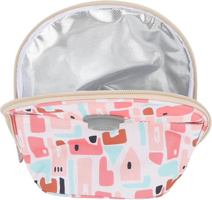 Baby Bottle Cooler Tote Bags, Cute Pink Insulated Breastmilk Cooler Bag with USB Charging,Travel Baby Bottle Holder Tote Car Bottle Warmer Water Warming Bag