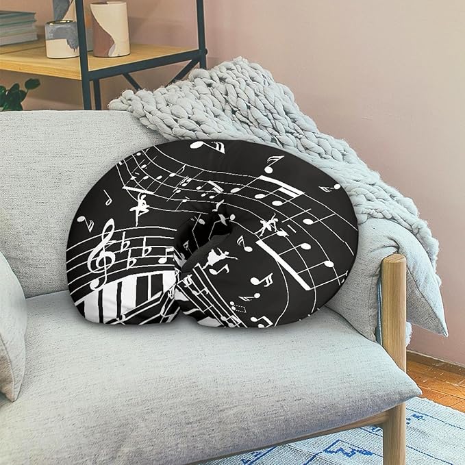 Forchrinse White Music Note Piano Nursing Pillow Cover Slipcover Soft Comfortable Breastfeeding Pillow Cover Nursing Pillow Case for Breastfeeding Mom