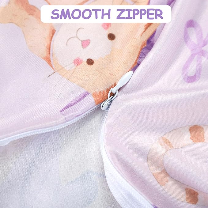 Nursing Pillow Cover, Ultra Soft Breastfeeding Pillow Covers for Newborn Baby Boys and Girls, Easy Removal and Machine Washable Slipcover, Pillowcase Only (Purple Flora & Cat)