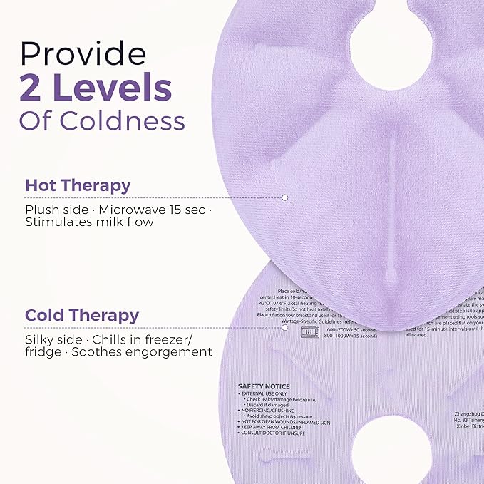 Breastfeeding Care Kit for Nursing Moms, 60-Piece Complete Gift Set with Milk Collector, 50 Storage Bags & Hot/Cold Packs - Relieves Engorgement & Improves Milk Flow,BPA-Free Essentials(Purple)