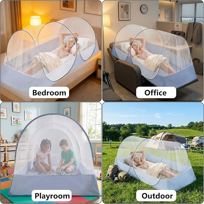 Pop Up Mosquito Net, Foldable Travel Mesh Tent, High-Density Netting Bed Canopy for Bedroom/Camping/Outdoor Trip, for Twin Size Bed