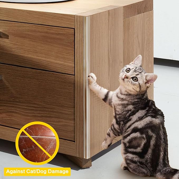 Clear Self-Adhesive Mini Wall Corner Protectors, Cute Corner Guards & Edge Protector for Wall Door Frame Cabinet Baseboard & Door, Table, Stair, Easy to Cut (1.7x40.6cm/0.67x16in)