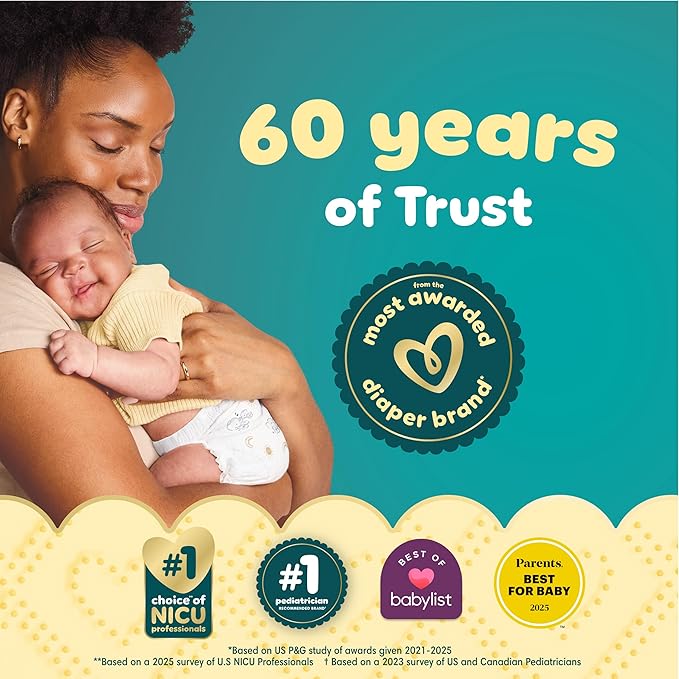 Pampers Swaddlers Diapers, Size 1 (8-14 lbs), 164 Count, Absorbent, Keeps Baby Dry and Comfortable, Skin Safe Disposable Baby Diaper