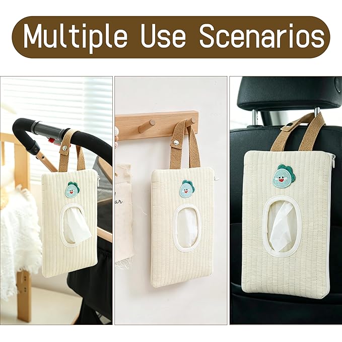 Quilted Baby Wipe Holder Floral Diaper Pouch Portable Quilted Wipes Bag for Car, Stroller