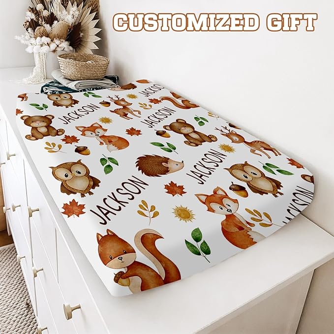 Personalized Baby Changing Pad Cover with Name - 2 Piece Owl Print Baby Pee Pad Cpver for Diaper Changing Table with Name, Portable Custom Gifts for Infant Baby