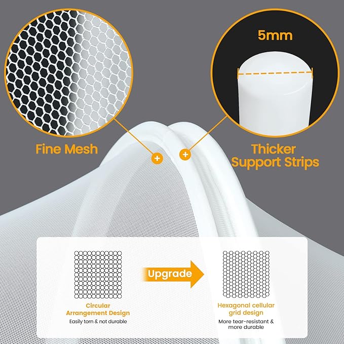 Orzbow Crib Tent to Keep Baby from Climbing Out | Breathable Pop Up Mosquito Net for Crib Net to Keep Baby in, Canopy with Upgrade Strong Rods and Durable Encrypted Mesh, White, Large