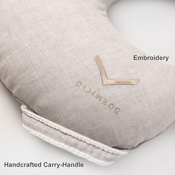Linen Cover for Nursing Pillow • Premium Quality 100% Organic Oeko-Tex Standard • Case for Breastfeeding and Bottle Feeding Pillow • Soft and Breathable • Only Cover (Natur Linen)