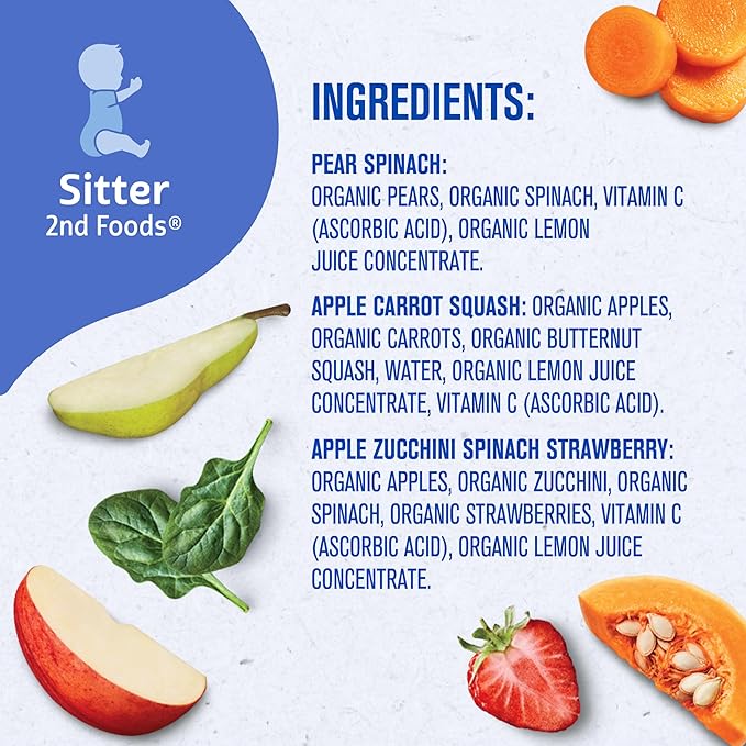 Gerber Stage 2 Baby Food, Organic Fruit and Veggie Favorites Puree Pouches Variety Pack, No Added Sweetener, Baby Food Pouches, 9-Pack