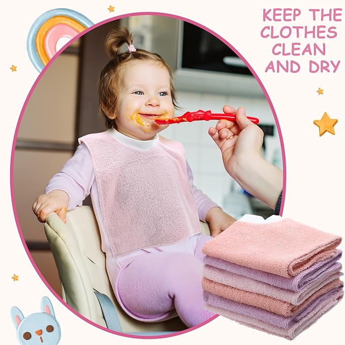 Foaincore 6 Pcs Pullover Baby Bibs Cotton Terry Toddler Absorbent Infant for Feeding and Drooling Towel Bib (Soft Colors)