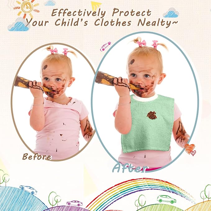 Foaincore 6 Pcs Pullover Baby Bibs Cotton Terry Toddler Absorbent Infant for Feeding and Drooling Towel Bib (Fresh Color)