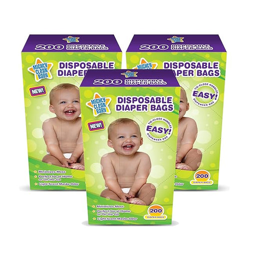 Mighty Clean Baby Disposable Diaper Bags with Light Powder Scent, 600 count