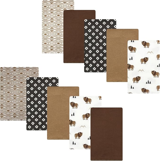 Luvable Friends Hudson Baby Flannel Burp Cloths 10pk, Buffalos