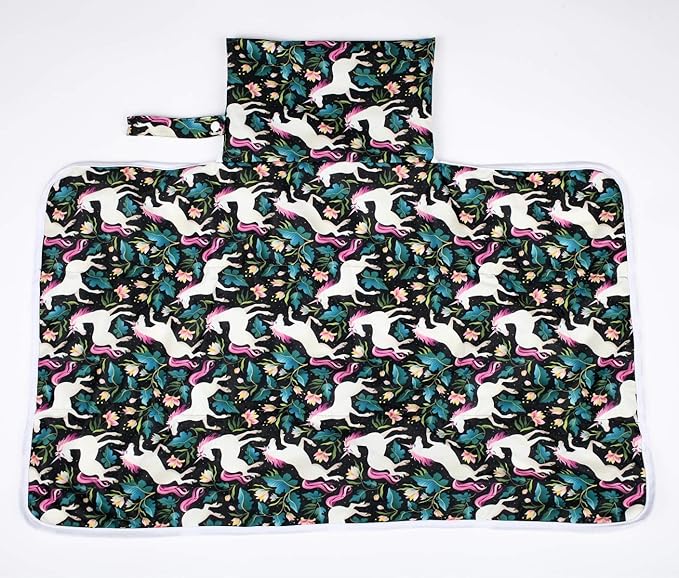 Baby Diaper Changing Mat Pad Portable Foldablet Waterproof (Horse Flower)