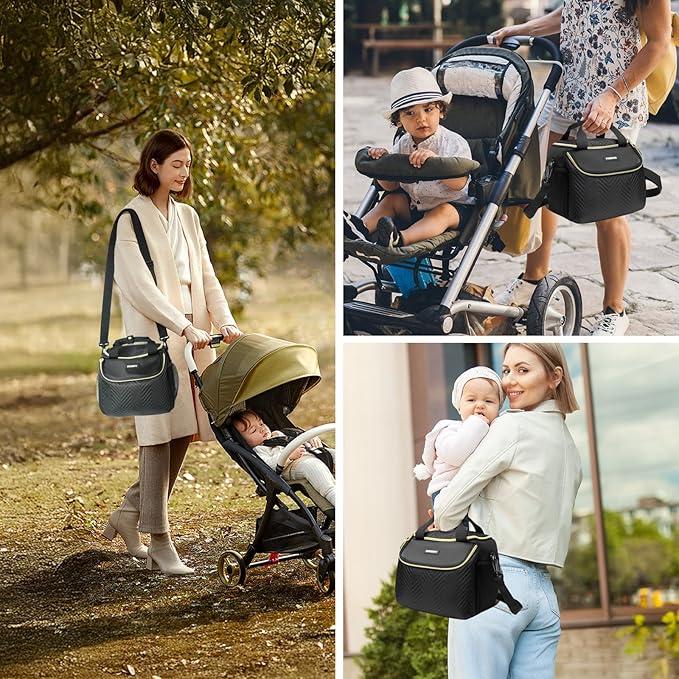 Wearable Breast Pump Bag,Breastmilk Cooler Travel Bag Compatible with Momcozy/Eufy/Elvie/Willow/Medela Breast Pump with Ice Pack and Water Resistent Mat for 6 Baby Bottles Up to 9 Ounce,Black