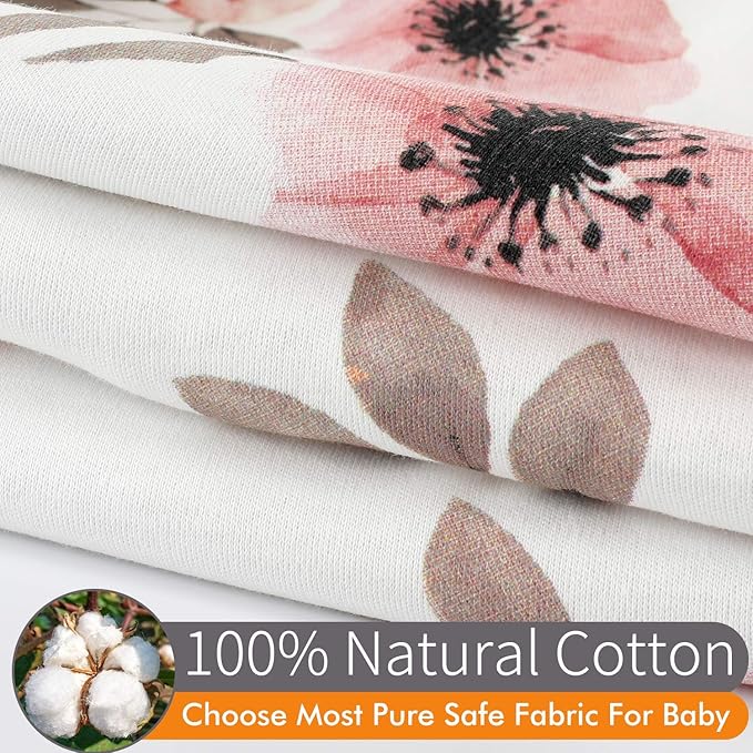 Tyke Bliss Pink Changing Pad Cover for Girls – Stretchy Floral Changing Pad Covers Made with 100% Combed Cotton Jersey Knit, Super Soft, Diaper Changing Pad Cover for Baby Change Table Pads