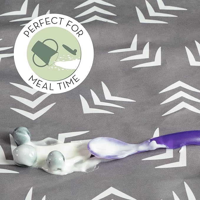 S&T INC. Splat Mat for Under High Chair, Water Resistant Floor Mat, 42 Inches by 42 Inches, Grey Scatter