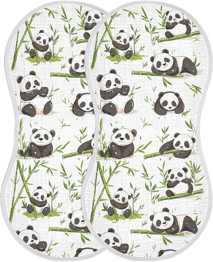 vvfelixl Baby Burp Cloths Pandas Bamboo Baby Newborn Cotton Burping Cloths Set Babys Washcloths 4 Pack