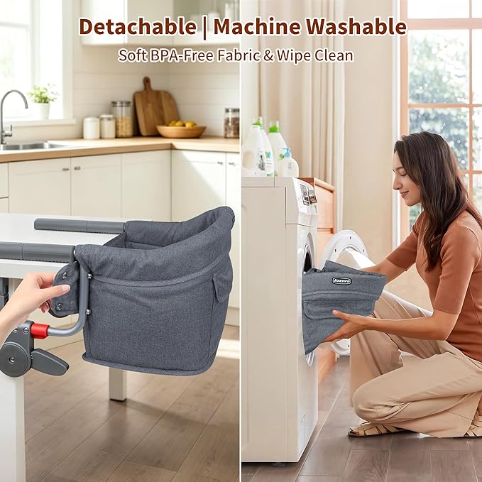Premium Hook On High Chair, One-Pull Quick Install No Twisting, Heavy Duty Steel Frame, Safe Materials Clip on Table Chair, Portable Baby Feeding Chair with Storage Bag for Travel Home