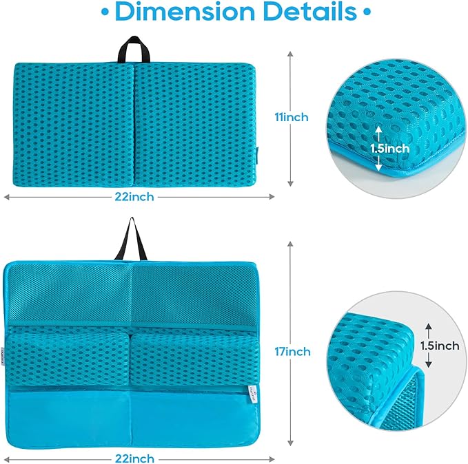 OS OMYSTYLE Baby Bath Kneeler and Elbow Rest Pad Set, 1.5'' Thick Quickly Dry Bathtub Kneeler Pad with Baby Toys & Bath Accessories Organizer, Non-Slip Mat(Blue)