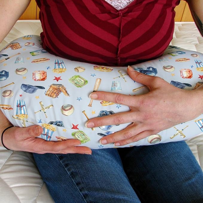 Baseballs Patriotic Baby Nursing Pillow Covers for Boy Girl 4th of July Baseballs Bats Hats Nursing Pillowcase for Breastfeeding Pillows American Sports Soft Stretchy Slipcovers for Newborn Infant