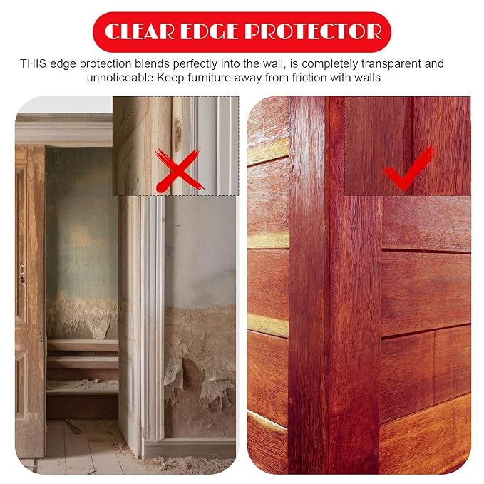 10 Pcs Wall Corner Protector, Clear Self-Adhesive Corner Protectors for Walls for Baby, Furniture, Door, Tables, Cover Sharp Furniture, Easy to Install (59.06'' x 1.18'')